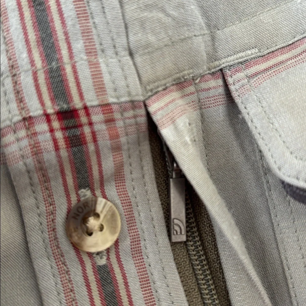North Face Polyester Blend Green Plaid‎ Shirt Zip Pocket Outdoors Work Mens XL